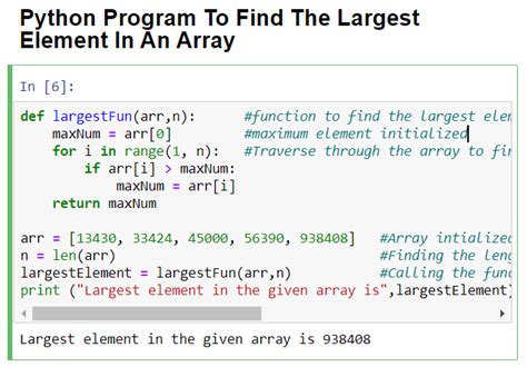 Python 3 Program To Find Largest Element In An Array