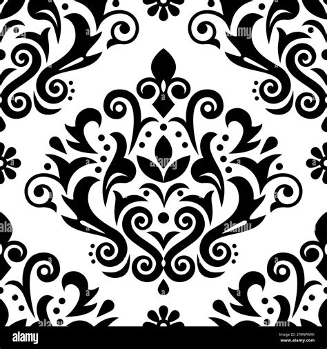 Damask Luxury Vector Seamless Pattern Victorian Black And White