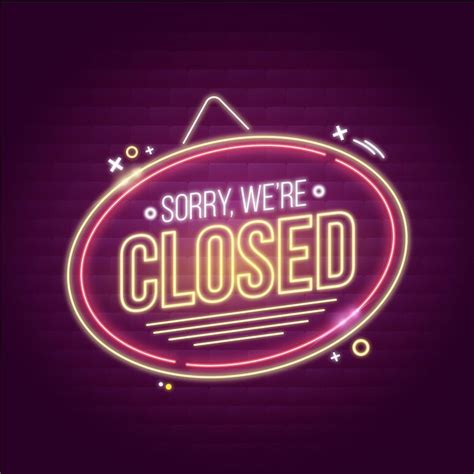 Free Vector Neon Sorry Were Closed Sign
