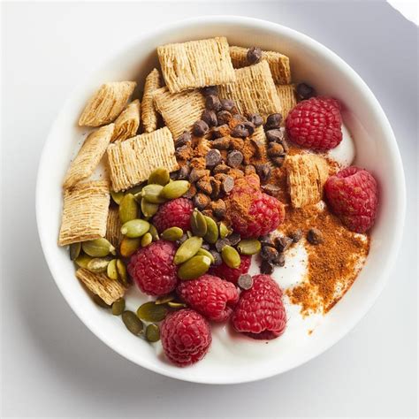The main sources of carbohydrate in this recipe are peas, potatoes, and ground flaxseed. Raspberry Yogurt Cereal Bowl Recipe - EatingWell
