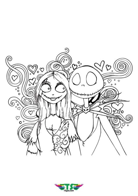 Jack and Sally Coloring Page's Nightmare Before Christmas - TSgos.com