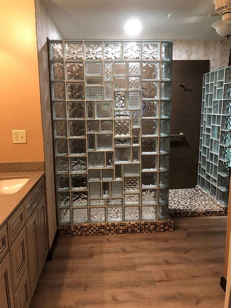 How Much Does A Prefabricated Glass Block Walk In Shower Wall Cost Glass Block Shower Shower
