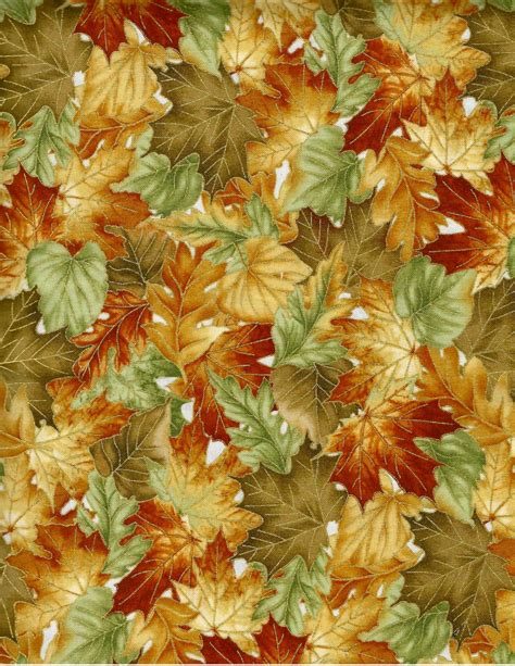 Fall Harvest Multi Leaves Cotton Quilt Fabric Kaleidoscope Quilting