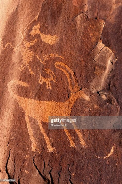 Bighorn Sheep Petroglyph In Nine Mile Canyon Utah High Res Stock Photo