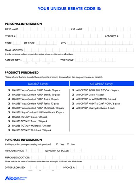 Alcon Official Rebate Form