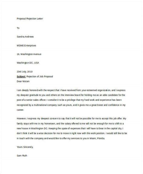 Proposal Rejection Letter