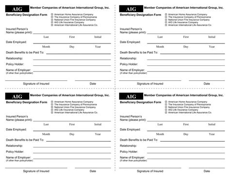 Aig Beneficiary Designation ≡ Fill Out Printable Pdf Forms Online