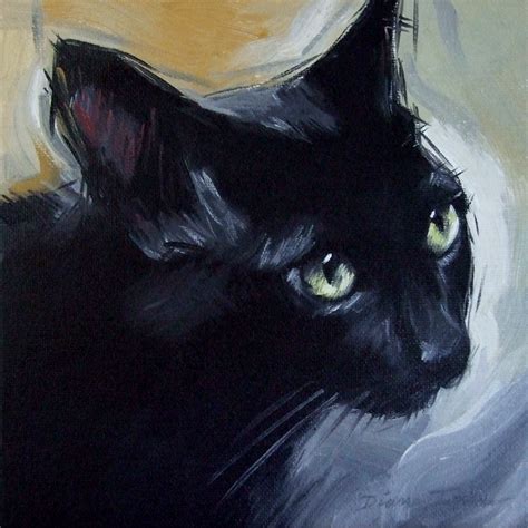 Paintings From The Parlor Cat Painting Black Cat Original Oil