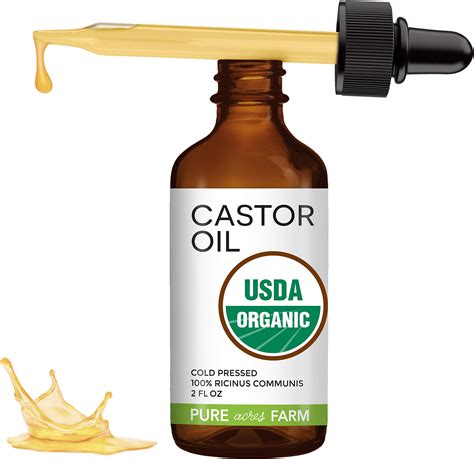 Pure Castor Oil, 2 oz. Best 100% USDA Organic Cold Pressed Moisturizer