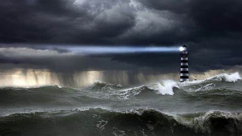 Hd Wallpaper Nature 2560x1440 Computer Lighthouse Oceans Storm