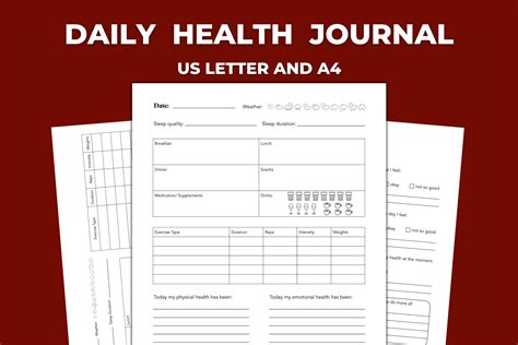 Printable Daily Health Journal For Physical And Emotional Wellbeing