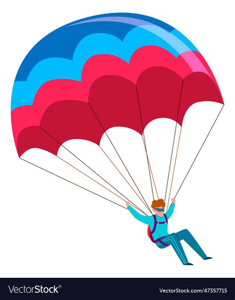 Skydiver Man With Open Parachute Flying Royalty Free Vector