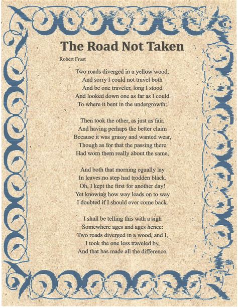 The Road Not Taken By Robert Frost The Road Not Taken Inspirational
