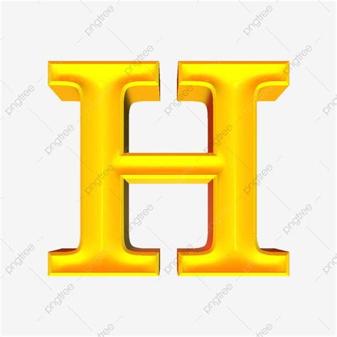 Alfabeto 3d Letra H Aislado Sobre Fondo Transparente De Color Amarillo