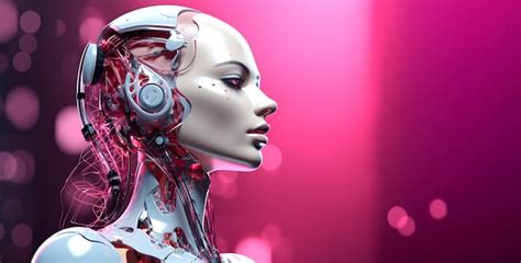 Retrato De Una Hermosa Robot Femenina Con Inteligencia Artificial Foto Premium