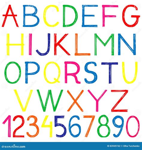 English Alphabet And Numbers Stock Vector Illustration Of Abstract