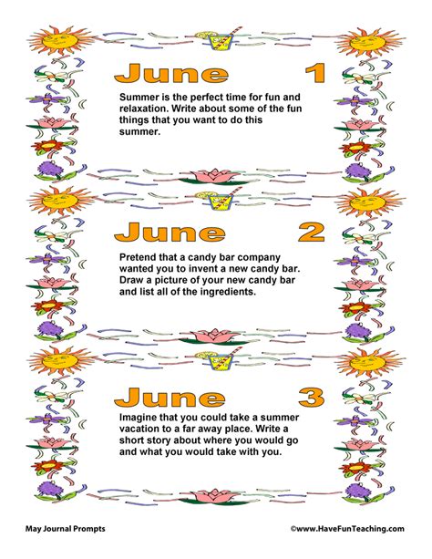 June Daily Journal Prompts Have Fun Teaching