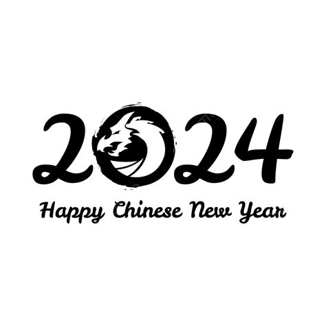 Black Happy 2024 Dragon New Year Design Vector Year Of The Dragon