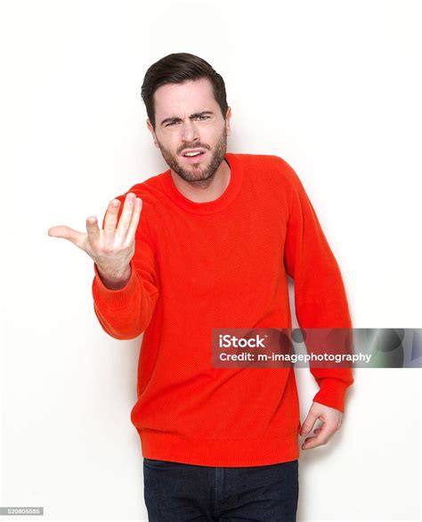 Man Asking Questions With Hand Raised Stock Photo Download Image Now