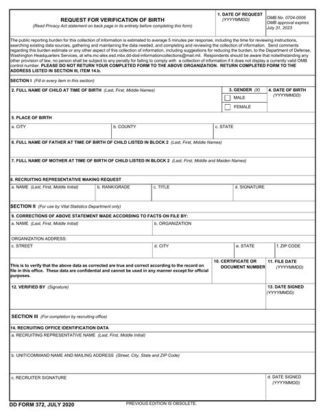 Dd Form 372 Request For Verification Of Birth Forms Docs 2023