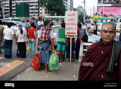 Myanmar Yangon 2014 Street Scene Stock Photo Alamy