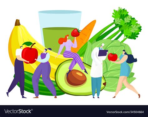 Eating Healthy Food Cartoon Nutrition With Fresh Vector Image