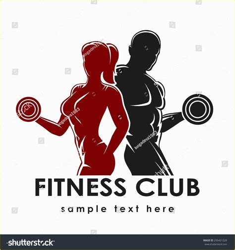 Free Fitness Logo Templates Of Fitness Club Logo Emblem Woman Man Stock