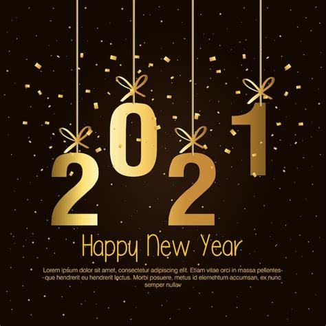 Premium Vector 2021 Happy New Year Hanging Gold Design Welcome
