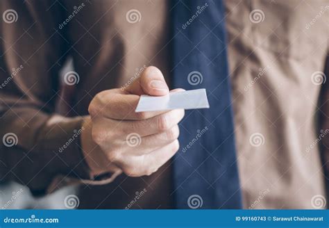 Close Up Businessman Give Business Card For Customer Stock Image