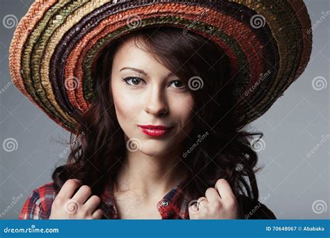Beautiful Girl Portrait With Sombrero Stock Image Image Of Eyes Skin