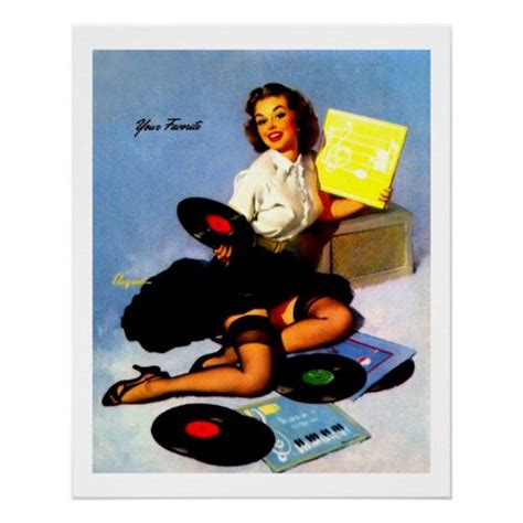 Vintage Music Records Pin Up Girl Print Zazzle