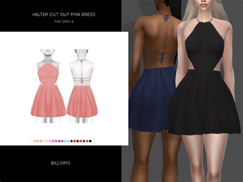 Halter Cut Out Mini Dress By Bill Sims At Tsr Sims 4 Updates