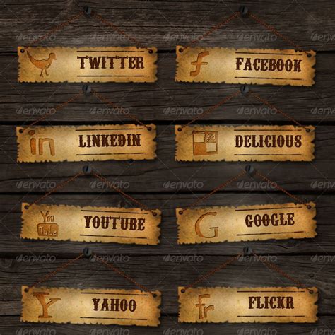 Old School Social Media Buttons By Scopulus Graphicriver