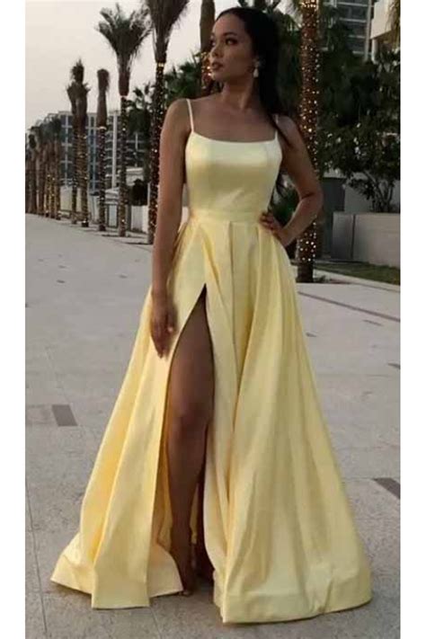 A Line Spaghetti Straps Long Prom Dresses Formal Evening Gowns 601830