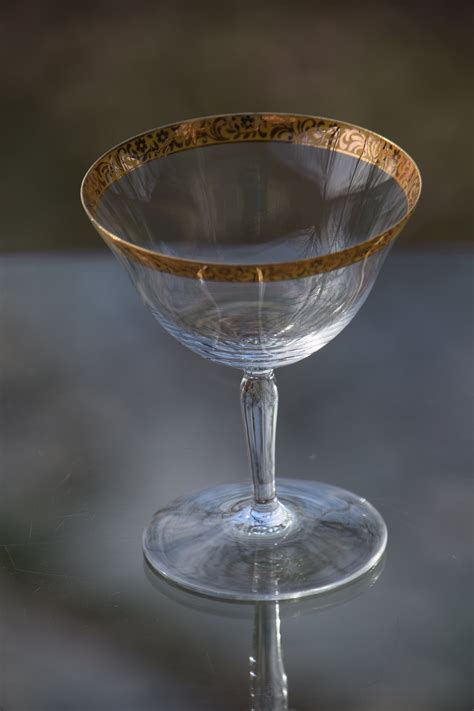 Vintage Gold Rimmed Cocktail Glasses Set Of 4 Cocktail Party Glasses Mixologist Gold Rimmed