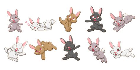 Cute Cartoon Bunny Set Vector Art At Vecteezy