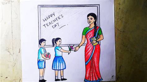 Teachers Day Easy Drawing Step By Step Happy Teachers Day Drawing With