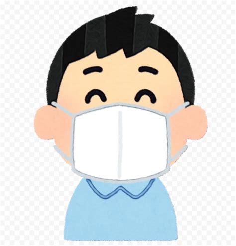 Cartoon Child Wear White Surgical Mask Citypng