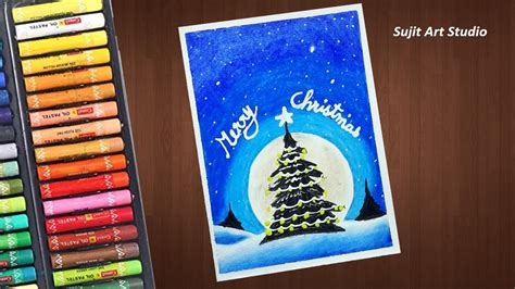 Christmas Card Drawing Very Easy With Oil Pastels For Beginners
