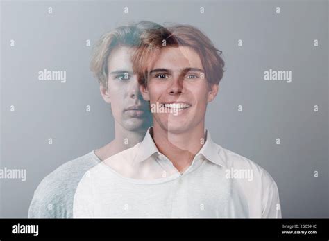 Multiple Exposure Portrait Of Young European Caucasian Man With