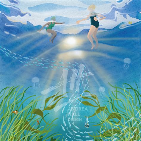 Open Water Wild Swimming Art Print Oblivious By British Artist