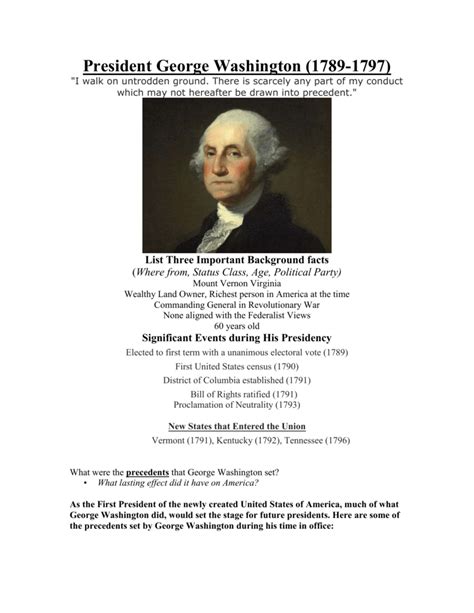 What Is George Washington S Precedents Cloudshareinfo