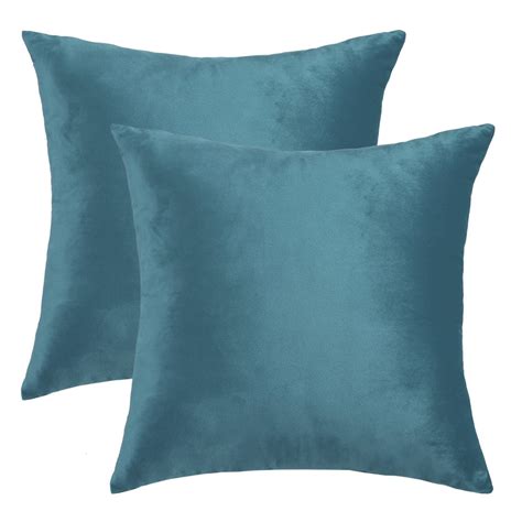 Velvet Decorative Sofa Cushion Throw Pillow Cover 18 X 18 Teal Blue