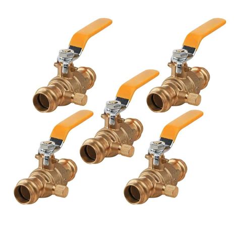 The Plumber S Choice 1 2 In Press Brass Ball Valve With Drain Pack Of