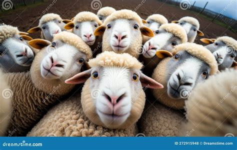 Funny Sheep Take A Selfie On The Farm Generative Ai Stock Photo