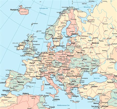 Large Detailed Political Map Of Europe With Roads Europe Large Images