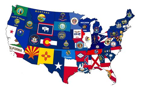 Us State Flag Map Uses Last Official Flag For Ms Mapporn