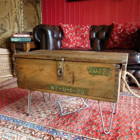 Vintage Industrial Chest Storage Trunk Small Coffeeside Table Etsy