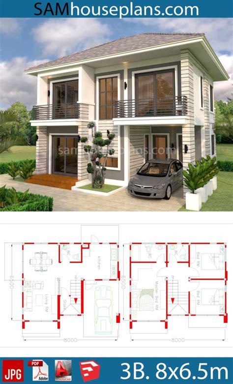 House Plans Idea 8x6 With 3 Bedrooms Sam House Plans