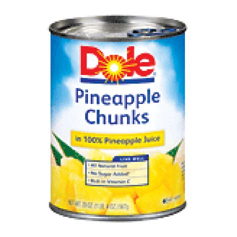 Dole Canned Fruit Pineapple Chunks In 100 Pineapple Juice 20oz Fruit